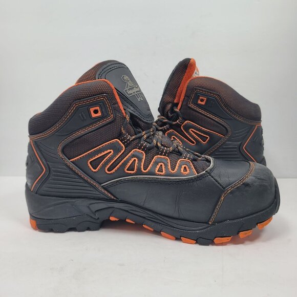 RefrigiWear Men\'s Black & Orange Insulated Waterproof Work Boots US Size 9.5